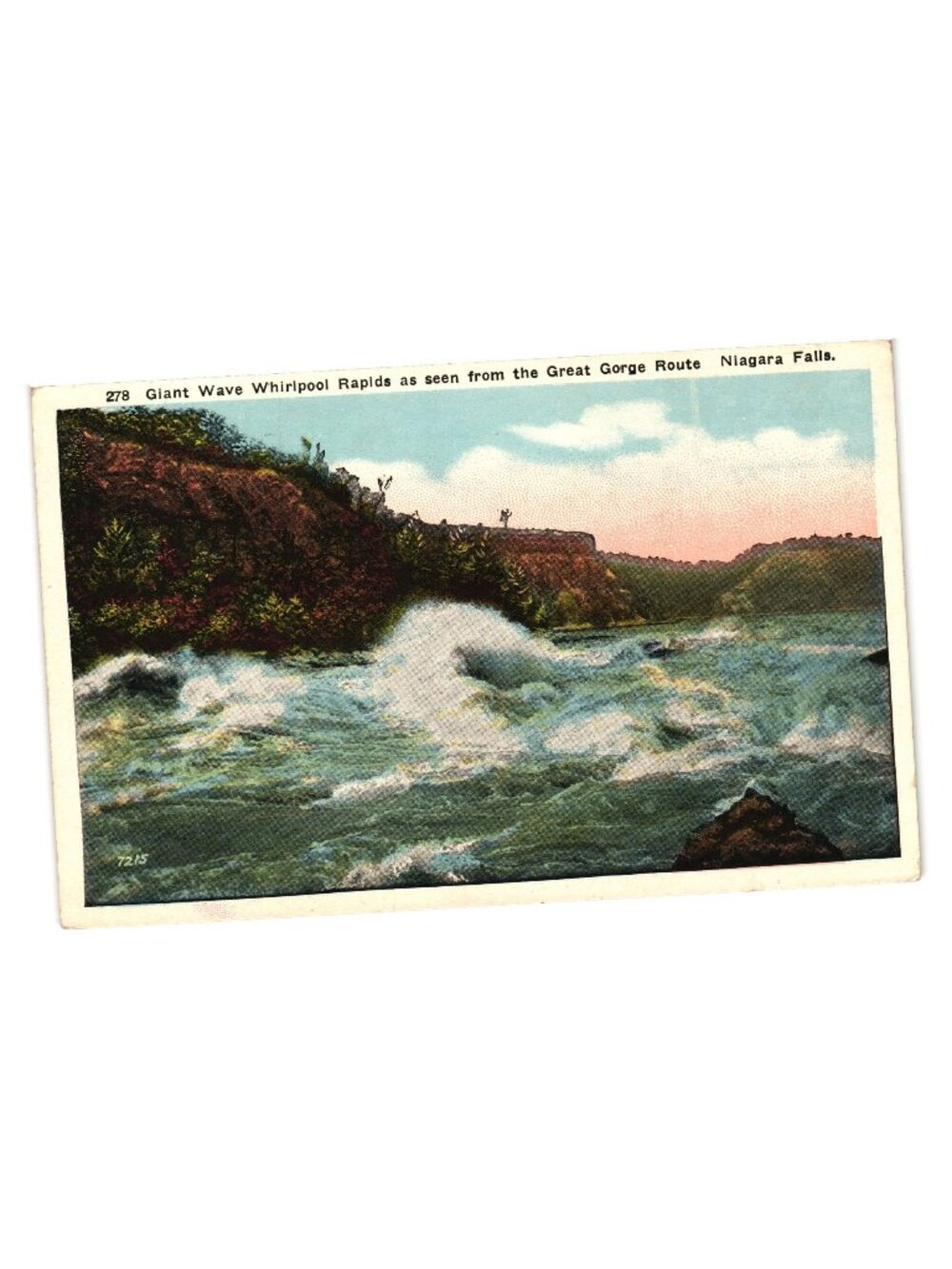 Giant Wave Whirlpool Rapids Niagara Falls Great Gorge Route Postcard Vintage Sce